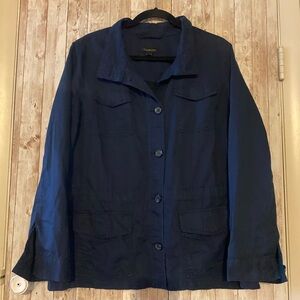 Talbots Dark Blue Utility Jacket for Women XL cotton / linen over shirt layer